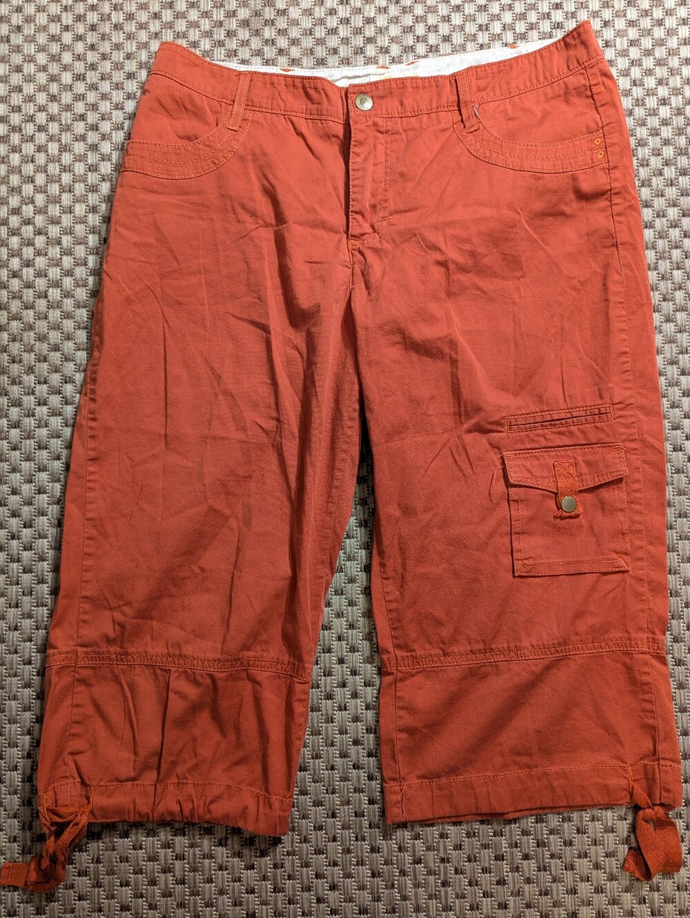 Lee One True Fit Lower on the Waist Rust Orange Cargo Capri Pants Size 14 Medium